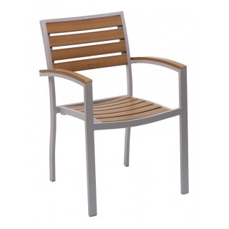 Aluminum And Wood Composite Restaurant Arm Chairs Mediterranean Arm Chair MED-06 