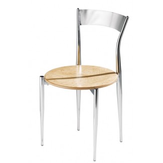 Café Twist Side Chair with Wood Seat and Metal Back 193-WS 