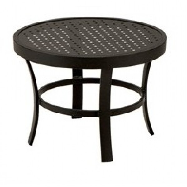 24" Round Stamped Aluminum Top Side Table