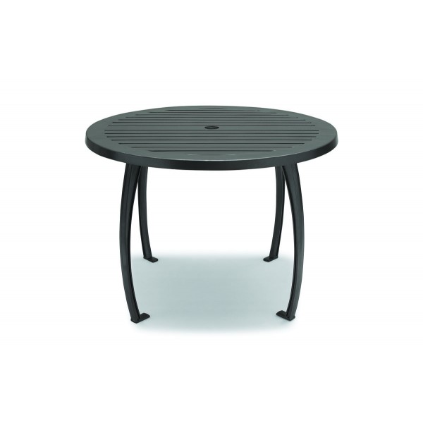 36" Round Faux Wood Table with Horizontal Slat