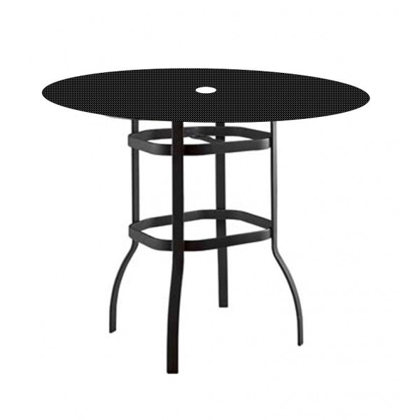 42" Round Bar-Height Deluxe Umbrella Table with Patterned Aluminum Top