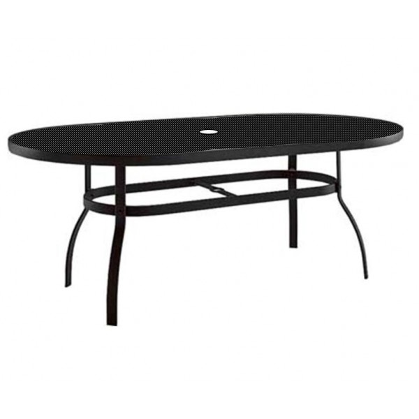 42" x 74" Oval Deluxe Umbrella Table with Patterned Aluminum Top