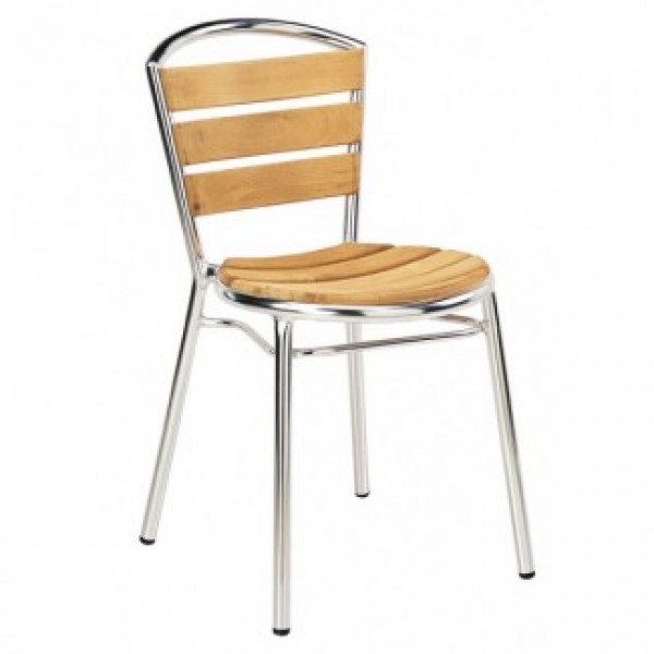 Aluminum And Wood Composite Restaurant Side Chairs Aluminum Side Chair With Wood Slats T101