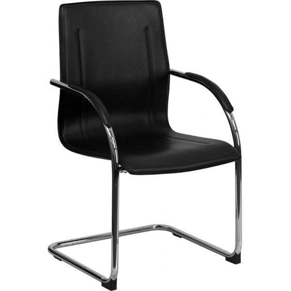 Black Vinyl Chair with Chrome Sled Base