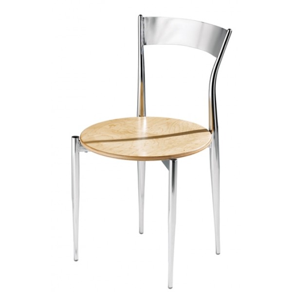 Caf&eacute Twist Side Chair with Wood Seat and Metal Back 193-WS 