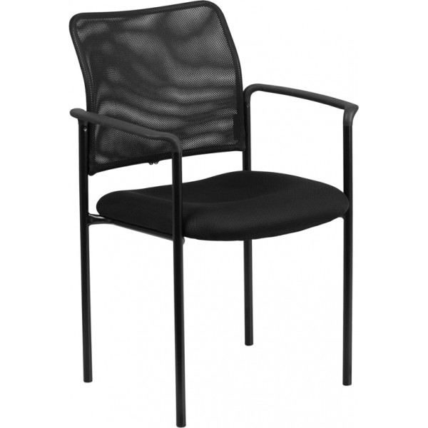 Stackable Black Mesh Steel Armchair