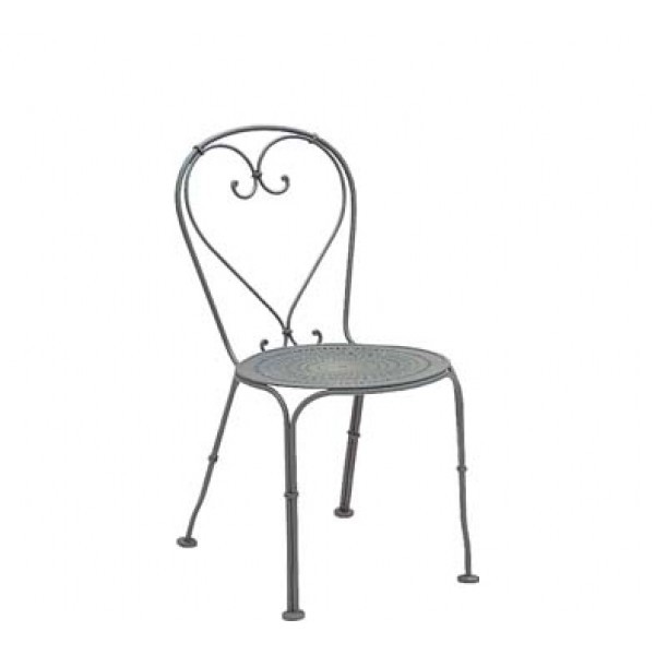 Wrought Iron Restaurant Chairs Parisienne Side Chair - Pattern Metal Seat