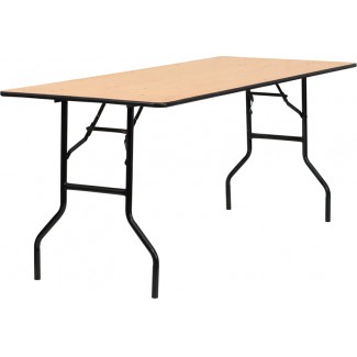 30'' x 72'' Wood Folding Table With Clear Coated Top