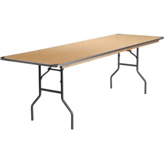 30'' x 96'' Heavy Duty Birchwood Folding Table with Metal Edges 