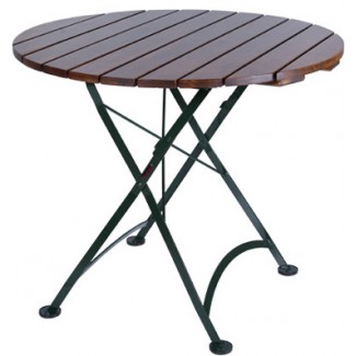 32" Round Table with Wood Slat Top