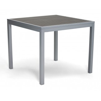 Miami 36" Square Aluminum Table with Composite Teak Top