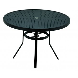 42" Round Stamped Aluminum Top Dining Table with Umbrella Hole M8142-ST