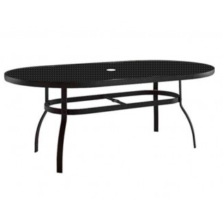 42" x 74" Oval Deluxe Umbrella Table with Patterned Aluminum Top 826174
