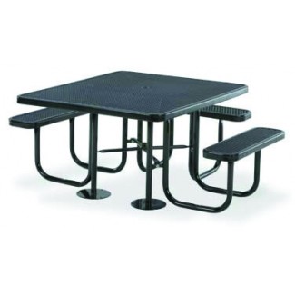 46" ADA Compliant Plastisol Table with Umbrella Hole and Attached Seats