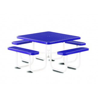 46" Square Plastisol Table with Umbrella Hole and Attached Seats