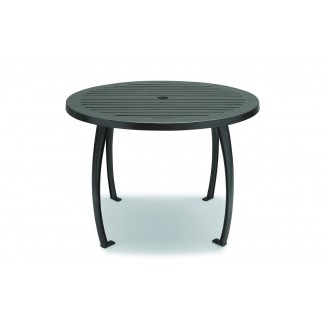 48" Round ADA Compliant Faux Wood Table with Horizontal Slat