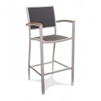 Bayhead Aluminum Bar Stool with Woven Seat and Back