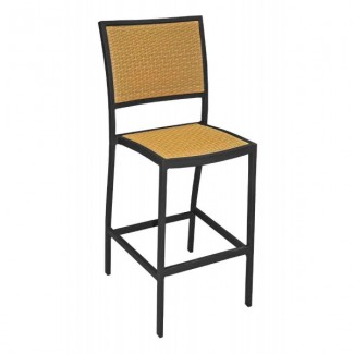 Mediterranean Aluminum Armless Bar Stool with Woven Seat and Back