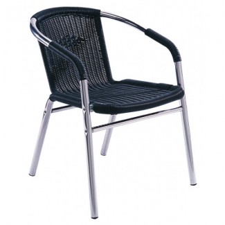 Aluminum Stacking Arm Chair - Black
