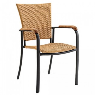 Locust Aluminum Stacking Arm Chair with Woven Seat and Back