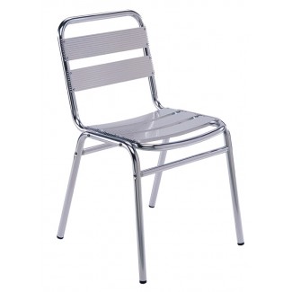 Aluminum Stacking Side Chair with Aluminum Slats