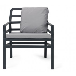Aria Restaurant Club Chair in Anthracite with Grey Cushions