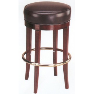 Backless Beech Wood Bar Stool 3170P with Round Upholstered Seat