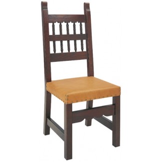 Beechwood Side Chair with Strap Leather Seat WC-153LR 