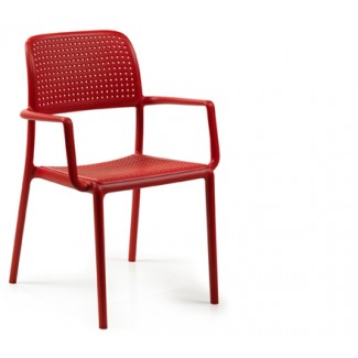 Bora Stacking Restaurant Arm Chair in Red