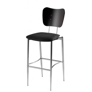 Cafe Flex Bowtie Bar Stool with Upholstered Seat and Wood Back