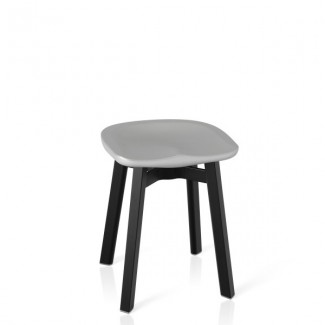 Eco Friendly Indoor Restaurant Furniture Emeco SU Series Small Stool - Recycled Polyethylene Seat - Black Anodized