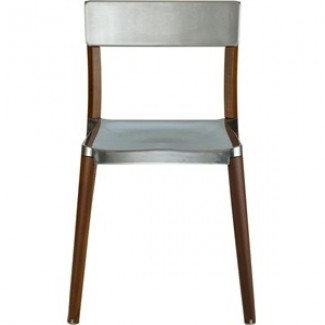 Lancaster Aluminum and Wood Stacking Side Chair