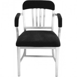 Navy Aluminum Semi-Upholstered Arm Chair
