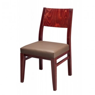 Modern Beech Wood Side Chair 830P with Wood Back and Upholstered Seat