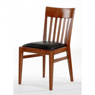 Beech Wood Side Chair 897P with Vertical Slat Back and Upholstered Seat 