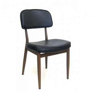 Wood-Grain Metal Draper Side Chair
