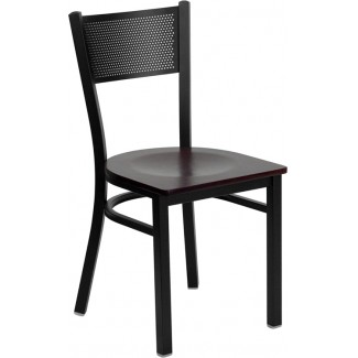Grid Back Metal Dining Chair
