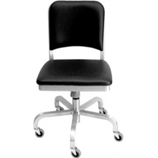 Navy Aluminum Upholstered Swivel Chair with Casters