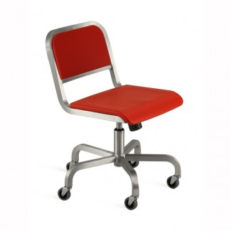 Nine-0 Aluminum Non-Stacking Soft Back Swivel Chair with Casters