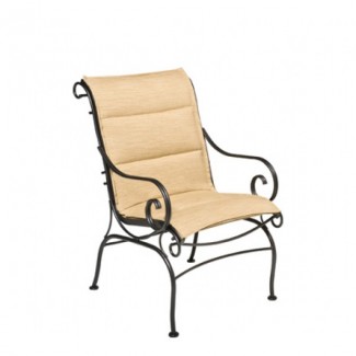 Terrace Wrought Iron Padded Sling Arm Chair