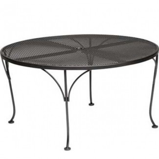 42" Round Wrought Iron Mesh Top Dining Umbrella Chat Table Table