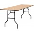 30'' x 96'' Wood Folding Table With Clear Coated Top