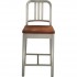 Navy Aluminum Counter Stool with Natural Wood Seat