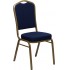 Crown Chair with Navy Blue Patterned Fabric and Gold Frame
