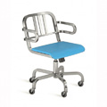 Nine-0 Aluminum Non-Stacking 3-Bar Back Swivel Arm Chair with Casters