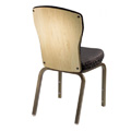Vario Semi-Flared Back Aluminum Stacking Side Chair with Reeded Frame and Wood Back