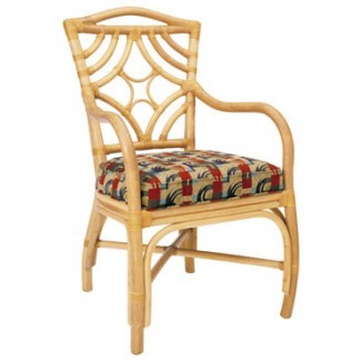Rattan Upholstered Arm Chairs