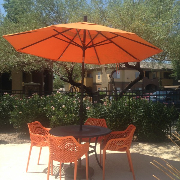 Resin Arm Chairs and Commercial Patio Umbrellas