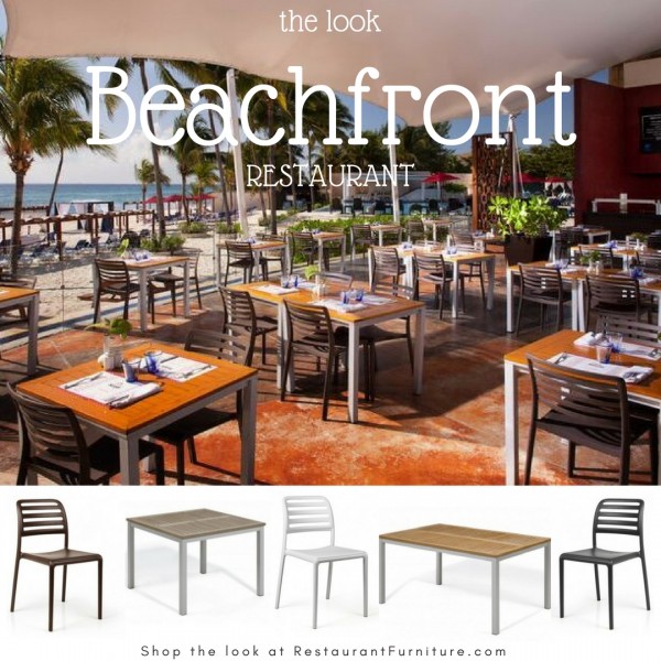Beachfront Restaurant with Resin Chairs and Teak Composite Tables