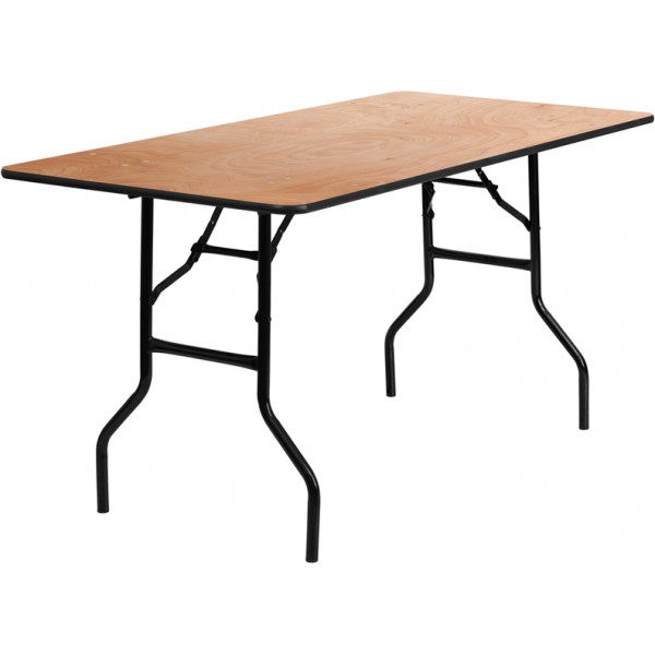 30'' x 60'' Wood Folding Table With Clear Coated Top